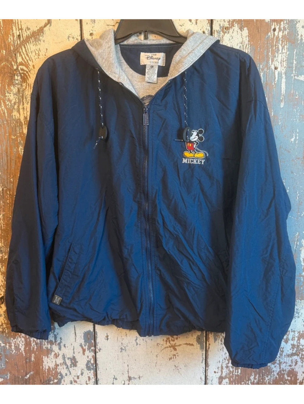 Vintage The Disney Store Mickey Mouse Hooded Windbreaker Jacket size XL